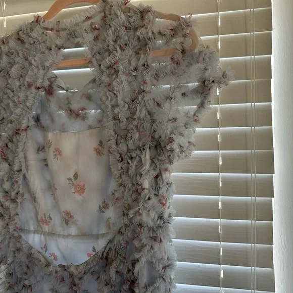 Light blue Needle & Thread Scatter Ditsy Evelyn Backless Gown - Picture 6 of 6